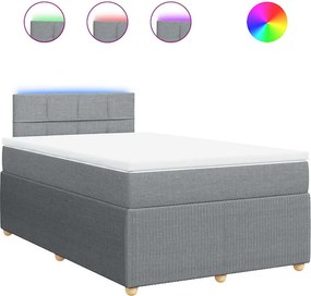 vidaXL Κρεβάτι Boxspring με Στρώμα Ανοιχτό Γκρι 120x200 εκ. Υφασμάτινο