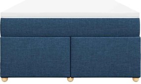 vidaXL Κρεβάτι Boxspring με Στρώμα Μπλε 140x190 εκ. Υφασμάτινο