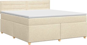 vidaXL Κρεβάτι box spring με στρώμα Κρεμ 140 x 190 cm Ύφασμα