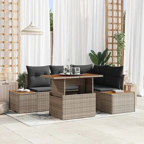 vidaXL Σετ Καναπέ Κήπου με αποθήκευση 5 pcs Γκρι Πολυ ράταν