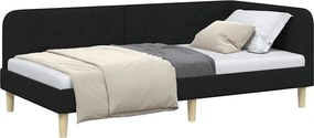 vidaXL Κρεβάτι Γωνίας Μαύρο 90 x 190 cm ύφασμα