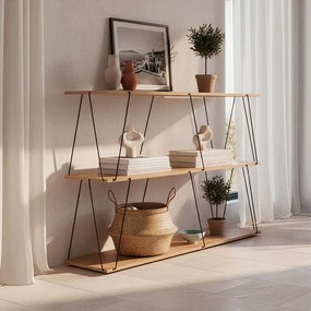 Βοηθητικό τραπέζι-ραφιέρα Tars οακ-μαύρο 120x30x90εκ 120x30x90 εκ.