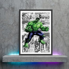 Πόστερ &amp;  Κάδρο Comic Hulk CM010 22x31cm Μαύρο Ξύλινο Κάδρο (με πόστερ)
