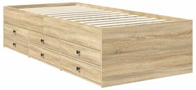 vidaXL Καναπές Κρεβάτι με συρτάρι Σονομα δρυς και Μαύρο 100 x 200 cm