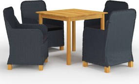 vidaXL Σετ Τραπεζαρίας Κήπου 5 Τεμαχίων Σκούρο Γκρι