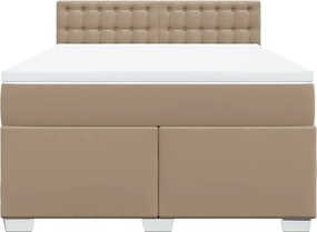 vidaXL Κρεβάτι Boxspring με Στρώμα Καπουτσίνο 160x200εκ.από Συνθ.Δέρμα