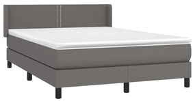 vidaXL Κρεβάτι Boxspring με Στρώμα Γκρι 140x190εκ. από Συνθετικό Δέρμα