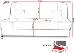 Καναπές - κρεβάτι Jonas-Sapio milo - 195.00Χ87.00Χ86.00cm