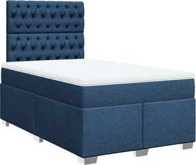 vidaXL Κρεβάτι Boxspring με Στρώμα Μπλε 120x200 εκ. Υφασμάτινο
