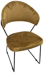 Artekko Moon Καρέκλα με Μεταλλικό Σκελετό και Βελούδο Ώχρα/Μαύρο (55x55x80)cm