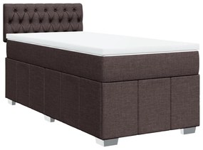 vidaXL Κρεβάτι Boxspring με Στρώμα Σκούρο Καφέ 80x200 εκ. Υφασμάτινο