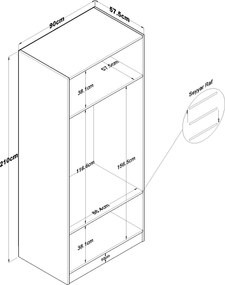 Ντουλάπα Λευκό BREDE 90x57.5x210