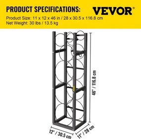 VEVOR Refrigerant Tank Rack Cylinder Tank Rack with 3-30lb and 3 Small Bottles