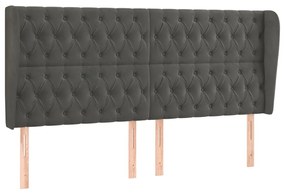 Κεφαλάρι με Πτερύγια Σκούρο Γκρι 203x23x118/128 εκ. Βελούδινο 3118359