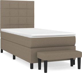 vidaXL Κρεβάτι Boxspring με Στρώμα Taupe 100 x 200 εκ. Υφασμάτινο