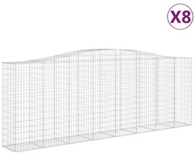 vidaXL Συρματοκιβώτια Τοξωτά 8 τεμ. 400x50x140/160 εκ. Γαλβαν. Ατσάλι