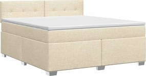 vidaXL Κρεβάτι box spring με στρώμα Κρεμ 140 x 190 cm Ύφασμα