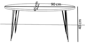 Τραπεζάκι Σαλονιού ArteLibre SEYE Λευκό Μοριοσανίδα/Μέταλλο 45x90x40cm