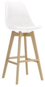 MARTIN Σκαμπό BAR Οξιά Φυσικό, Κάθισμα Η.67cm, PP-Pu Άσπρο, Μονταρισμένη Ταπετσαρία -  49x54x67/106cm