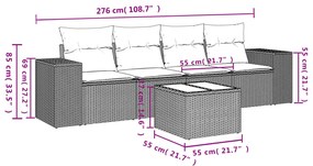 vidaXL Σετ Καναπέ Κήπου 5 Τεμαχίων Μαύρο Συνθετικό Ρατάν με Μαξιλάρια