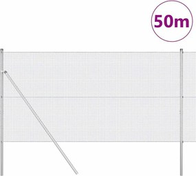 vidaXL Στύλος Περιφράξεων Ασημί 50 x 1,4 μ. (16 x 16 χλστ πλέγμα)