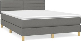 vidaXL Κρεβάτι Boxspring με Στρώμα Σκούρο Γκρι 140x190 εκ. Υφασμάτινο