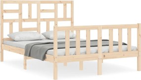 vidaXL Πλαίσιο Κρεβατιού με Κεφαλάρι από Μασίφ Ξύλο Double