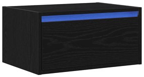 vidaXL Κομοδίνο Επιτοίχιο με Φώτα LED Μαύρο Δρυς