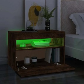 vidaXL Έπιπλο Τηλεόρασης με LED Καπνιστή Δρυς 60 x 35 x 40 εκ.