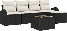vidaXL Σετ Καναπέ Κήπου με μαξιλάρι 6 pcs Μαύρο Πολυ ράταν