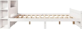 vidaXL Κρεβάτι Βιβλιοθήκη Χωρίς Στρώμα Λευκό 135x190 εκ Μασίφ Πεύκο