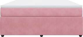 vidaXL Κρεβάτι Boxspring με Στρώμα Ροζ 180x200 εκ. Βελούδινο