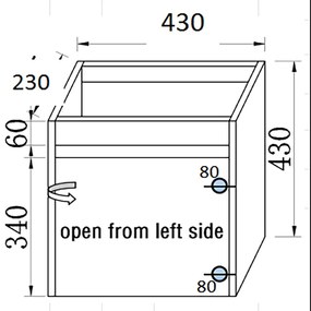 Πάγκος μπάνιου με Νιπτήρα KAREN 45 Μαύρο 46x26x43 εκ.