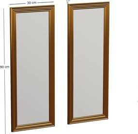 Σετ Καθρεπτών (2 Τεμαχίων) Χρυσό CLOOL 30x3x90