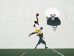 Φωτογραφία Young man shooting at basketball hoop, Thomas Barwick