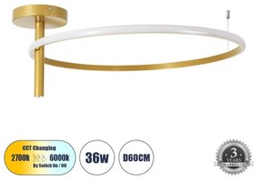 Φωτιστικό Οροφής Δαχτυλίδι-Κύκλος 61225 GloboStar-61225-Χρυσό 61225