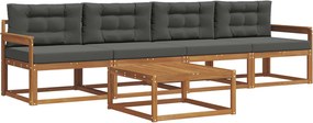 vidaXL Σειρά Καναπέ Εξωτερικού με μαξιλάρι 5 pcs Φυσικό και Ανθρακί