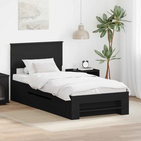 vidaXL Σκελετός Κρεβατιού Μαύρο 90 x 200 cm Επεξεργασμένο ξύλο