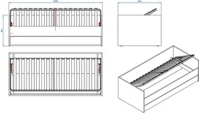 Καναπές - Κρεβάτι Simple-Γκρι - 95.50Χ206.00Χ68.50cm