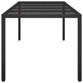 Τραπέζι Κήπου Μαύρο 250x100x75 εκ. Ψημένο Γυαλί/Συνθετικό Ρατάν - Μαύρο