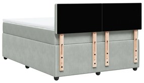 Κρεβάτι Boxspring με Στρώμα Ανοιχτό Γκρι 160x200 εκ. Βελούδινο - Γκρι