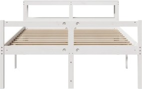 vidaXL Κρεβάτι Ηλικιωμένου με Κεφαλάρι Λευκό 150x200 εκ. Μασίφ Πεύκο
