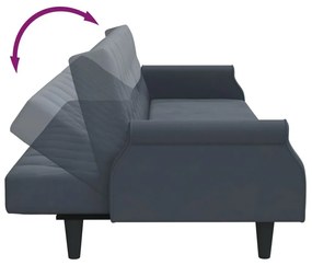 Καναπές Κρεβάτι με Μπράτσα Σκούρο Γκρι Βελούδινος - Γκρι
