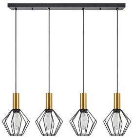 SE21-GM-4-4BL-GR1 ADEPT TUBE Gold Matt Pendant Black Metal Grid+ HOMELIGHTING 77-8623