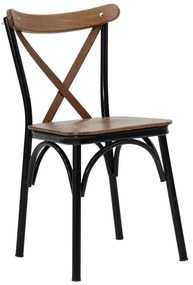 190-000019 Καρέκλα Alora pakoworld ξύλο καρυδί-μαύρο πόδι 42,0x49,0x84,0εκ METAL - WOOD BLACK - CHERRY, 1 Τεμάχιο