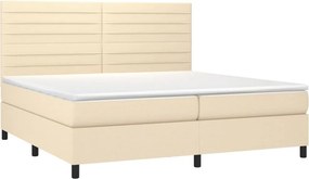 vidaXL Κρεβάτι Boxspring με Στρώμα Κρεμ 200x200 εκ. Υφασμάτινο