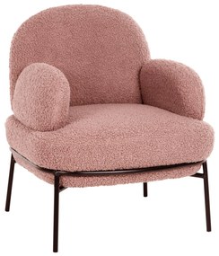 ARMCHAIR AGNES  DUSTY PINK BOUCLE FABRIC-BLACK METAL LEGS 74x71x83Hcm.