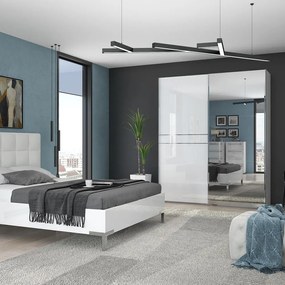 Ντουλάπα συρόμενη δίφυλλη Realm 180 με καθρέπτη-Λευκό