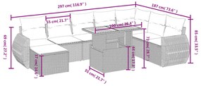 vidaXL Σαλόνι Κήπου Σετ 9 Τεμαχίων Μαύρο από Συνθ. Ρατάν με Μαξιλάρια