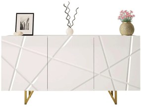 Μπουφές Radom 162573899 160x37x76cm White-Gold Μοριοσανίδα, Μέταλλο